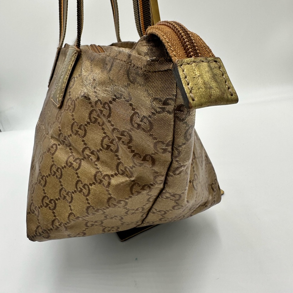 GUCCI GG Crystal Small Tote Bag Gold Gray Brown - Picture 6 of 15